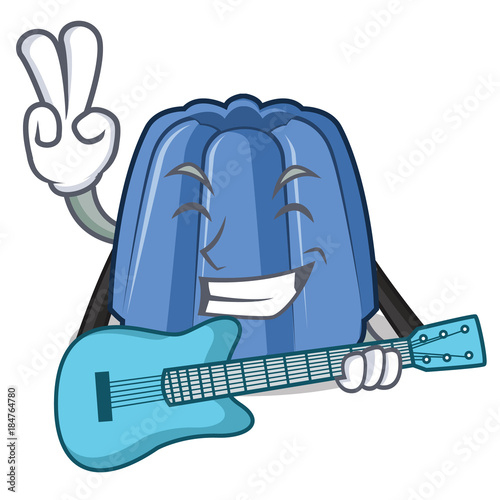 With guitar jelly character cartoon style