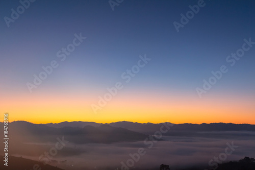 Morning time mountain in the mist.