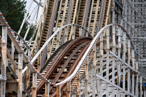 White wooden roller coaster.