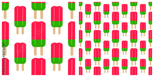 Ice cream fruity seamless pattern on transparent background