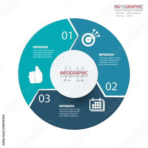 Vector abstract element infographics 3 option. Design for business or finance template layout, brochure, workflow, information or presentation and other. Can add infodata and icon. Abstract 3D vector.