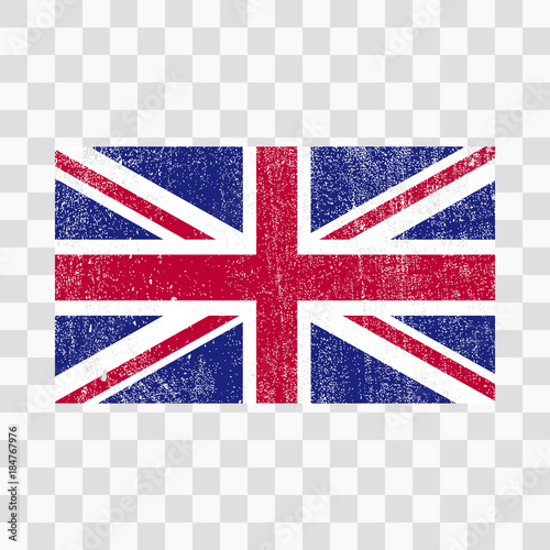 Grunge flag United Kingdom with distress texture. Vector template. on transparent background