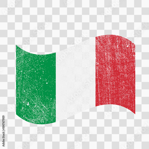 Grunge flag Italy with distress texture. Vector template. on transparent background