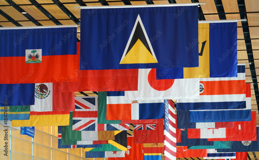 Obraz premium hanging flags of multi nations