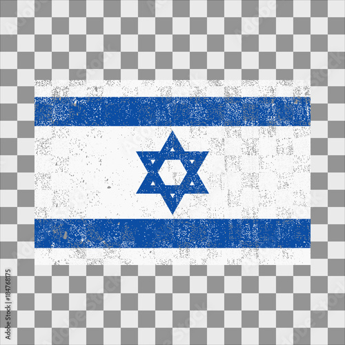 Grunge flag israel with distress texture. Vector template. on transparent background