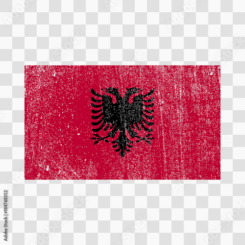 Grunge flag albania with distress texture. Vector template. on transparent background