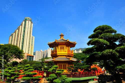 Chinese Pavilian in Nan Lian Garden  Hong Kong 