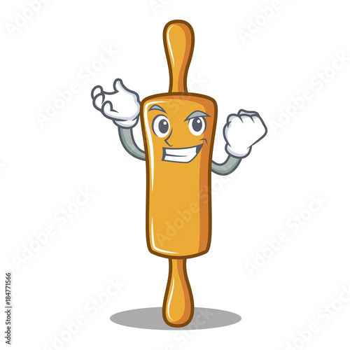 Succesful rolling pin character cartoon
