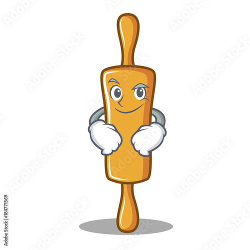 Smirking rolling pin character cartoon