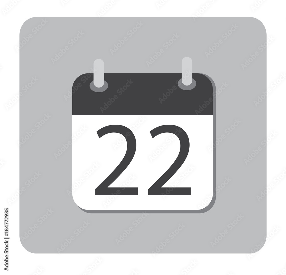 calendar icon flat December 22. 22 december date icon. 22 dec sign.