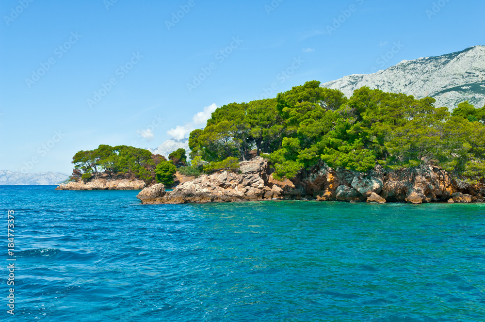 Sea view at Adriatic coastal region in Dalmatia, Croatia