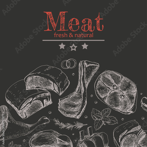 Vector background with meat products