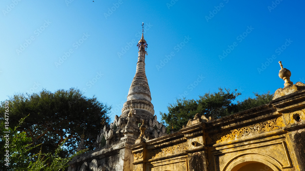 Bagan Myanmar,  Burmese people pray and worship at Shwezigon Paya one of Myanmar's most revered pagodas in Bagan Myanmar (Burma).
