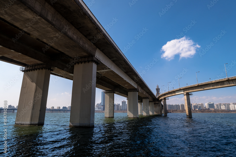 Landscape of Han River in Seoul.