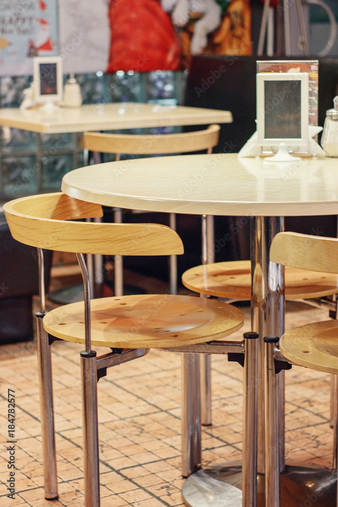 table and chairs in the cosy restaurant