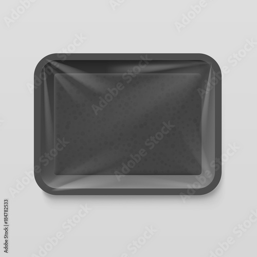 Empty plastic food container. Illustration isolated on gray background. Graphic concept for your design
