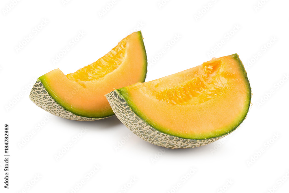 Cantaloupe melon isolated on a white background Cantaloupe melon isolated on a white background