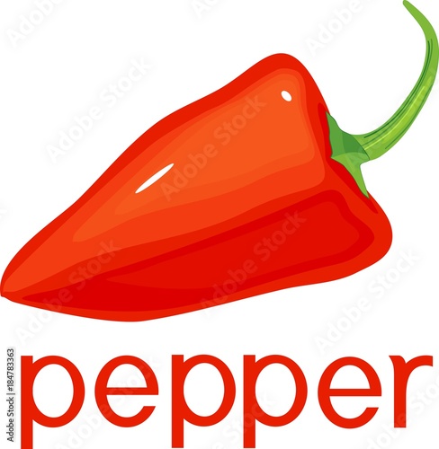 Red sweet pepper with title on white background