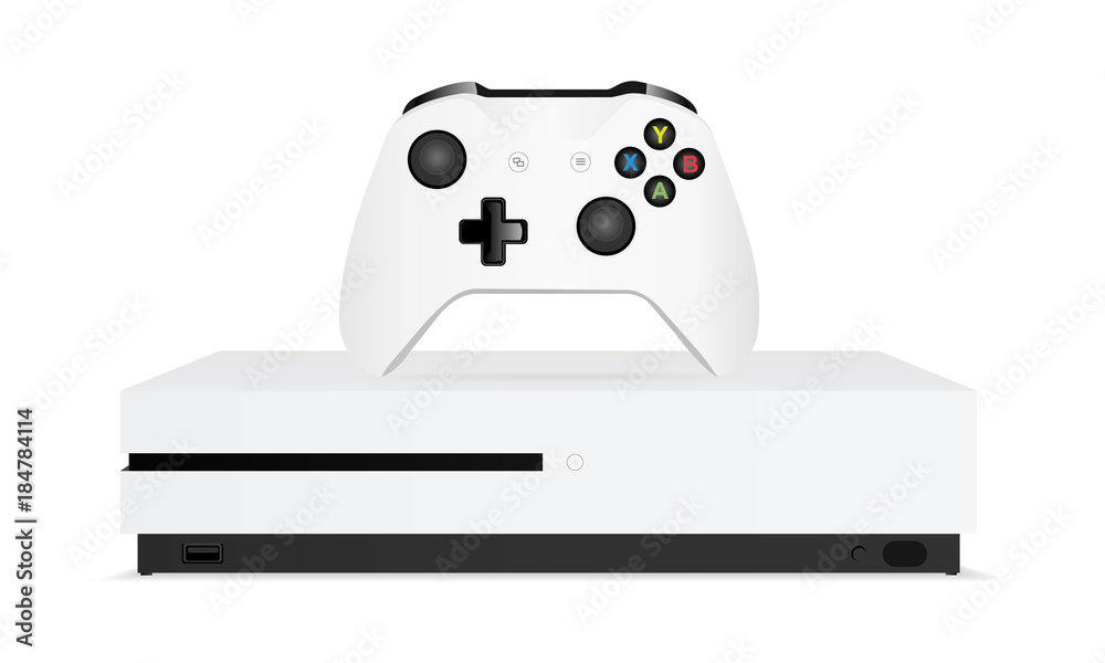Game console with joystick isolated on white background. Vector illustration