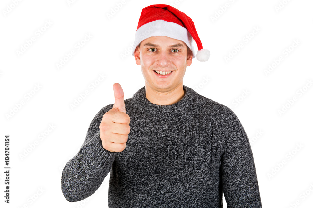 Handsome man with santa hat Handsome man with santa hat
