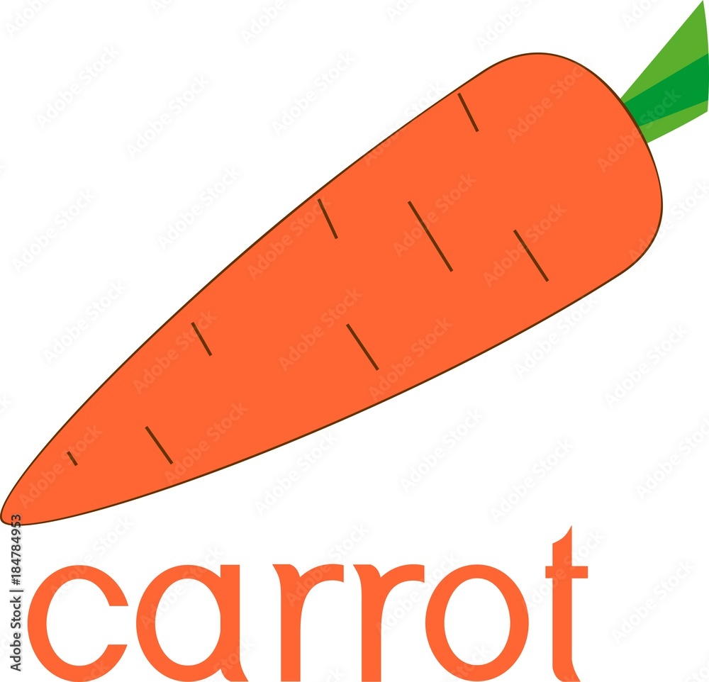 Cartoon orange carrot with title on white background Cartoon orange carrot with title on white background
