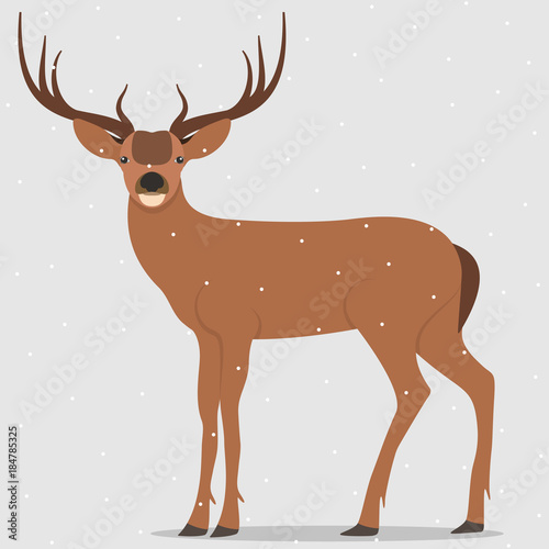 Deer, simple vector illustration. Hand drawn reindeer.