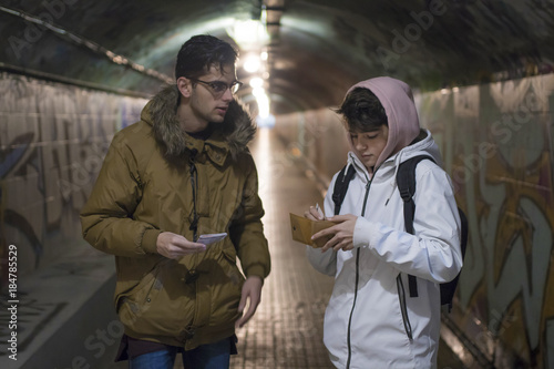 friends in the underground of the city