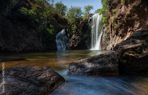 Beautiful natural waterfall and plunge pool in tropical environment  Florence Falls  Litchfield National Park  Darwin  Northern Territory  Australia