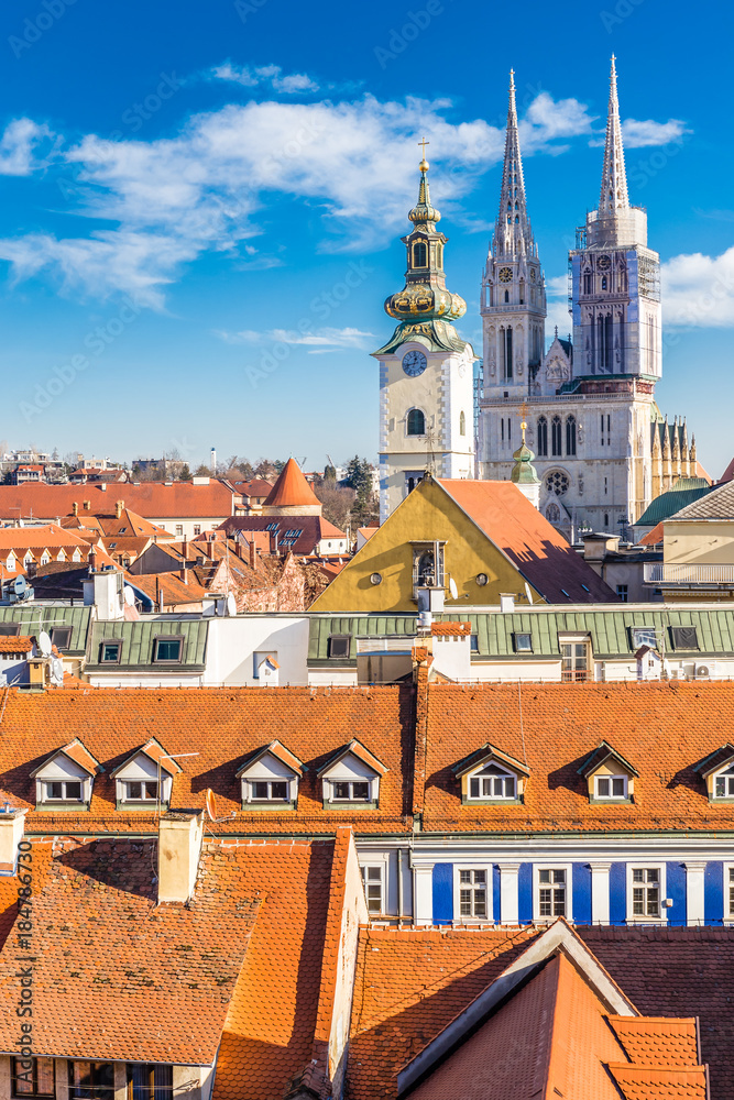 Zagreb With Cathedral And Church Tower - Croatia