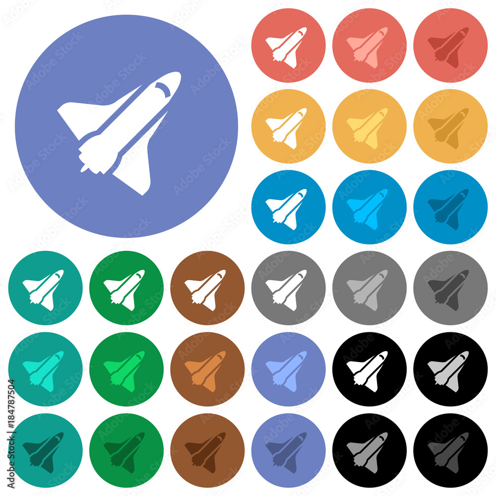Space shuttle round flat multi colored icons Space shuttle round flat multi colored icons
