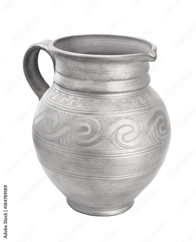 silver pottery on white background