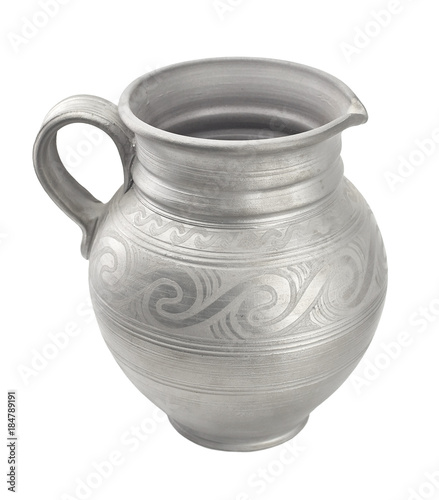 silver pottery on white background