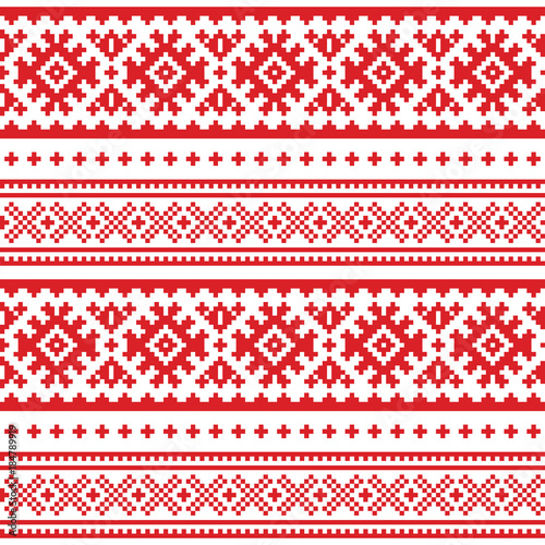 Seamless folk art pattern, Lapland traditional design, Sami vector seamless background Scandinavian, Nordic wallpaper
