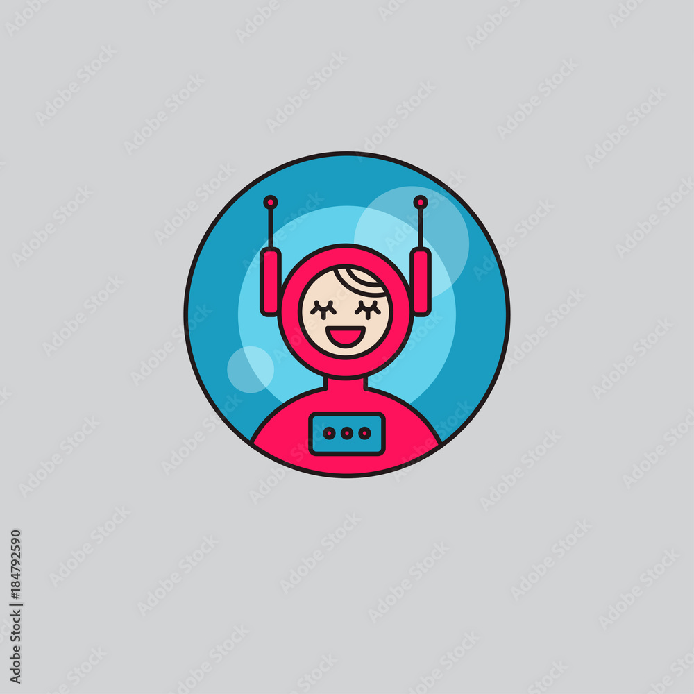 Icon girl robot android Icon girl robot android