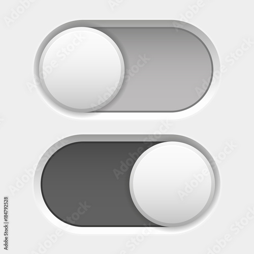 Toggle switch interface buttons. Gray elements