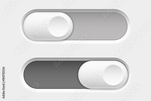 Toggle switch interface buttons. Gray elements