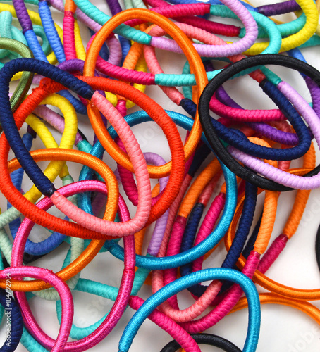 Colorful hair bands on backgroumd
