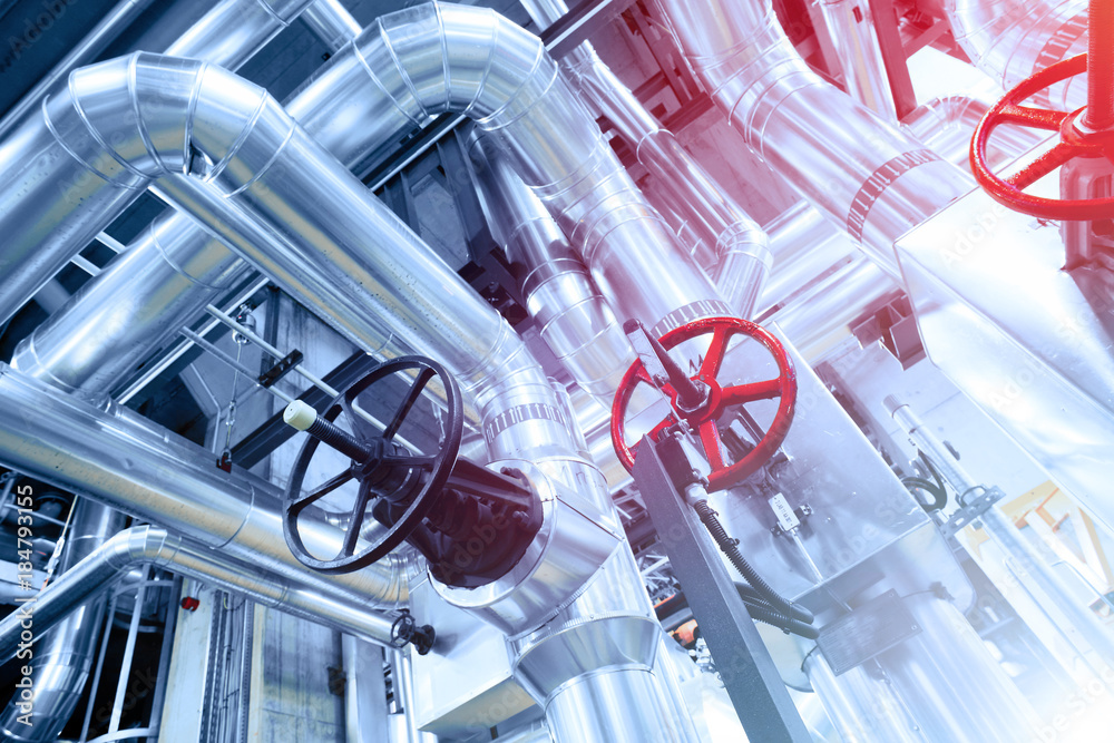 Industrial zone, Steel pipelines, valves and pumps Industrial zone, Steel pipelines, valves and pumps