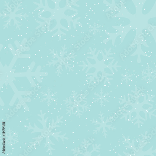 Holiday winter background with falling snow and snowflake silhouettes. Vintage colors. Vector Illustration.
