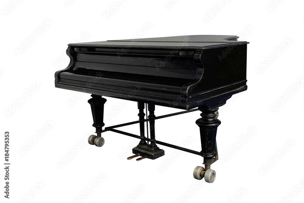 Grand piano isolated under tyhe white background
