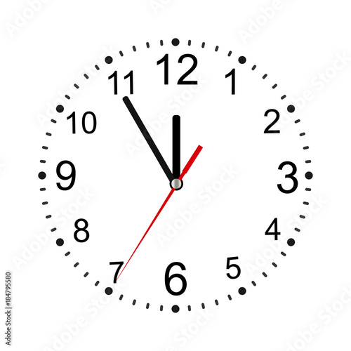 Classic round wall clock isolated on white. Empty dial. Vector illustration