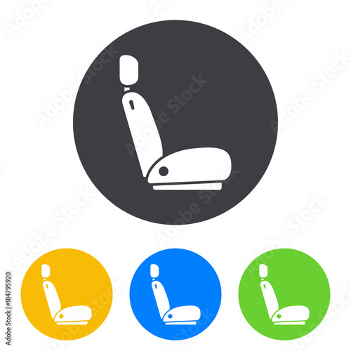 Icono plano asiento coche en circulo varios colores