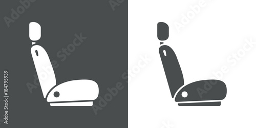 Icono plano asiento coche gris y blanco