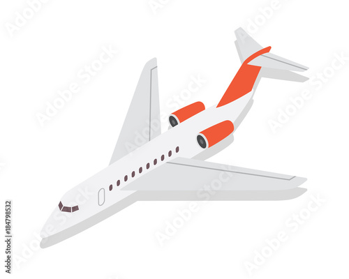 Modern Isometric Private Business Jet Airplane Front View Illustration