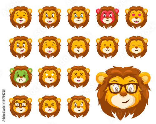 Cute Lion Face Emoticon Emoji Expression Illustration