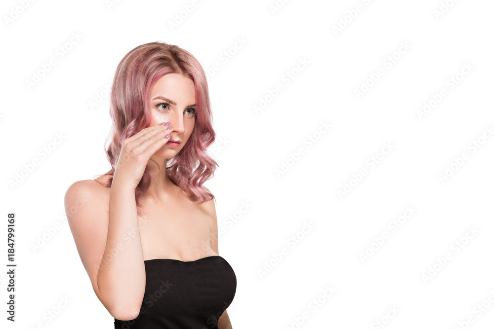 Portrait of beautiful female model on white background Portrait of beautiful female model on white background