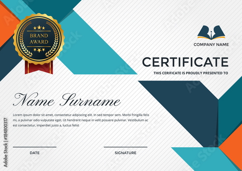 Modern Premium Business Certificate Of Achievement And Appreciation Template With Education Symbol