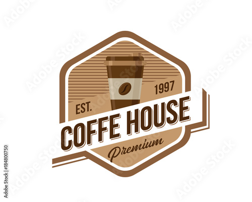 Vintage Premium Coffee Shop Badge Logo Illustration