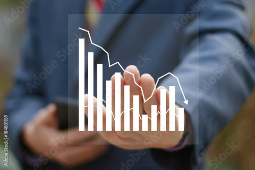 Man with chart web business diagram statistic in internet icon