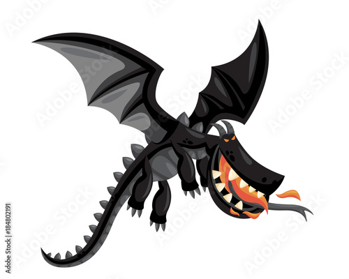 Obraz na plátně Ancient Cute Dragon Illustration Character, Suitable for Children Product, Print, Logo, Game Asset, And Other Children Related Occasion
